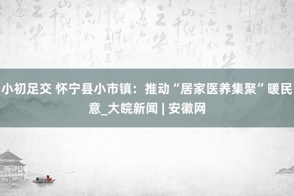 小初足交 怀宁县小市镇：推动“居家医养集聚”暖民意_大皖新闻 | 安徽网