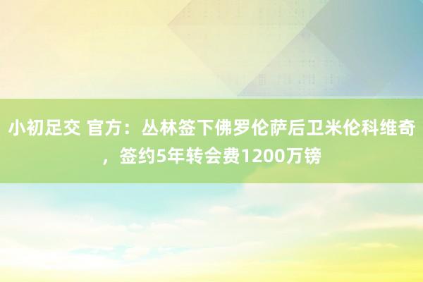 小初足交 官方：丛林签下佛罗伦萨后卫米伦科维奇，签约5年转会费1200万镑