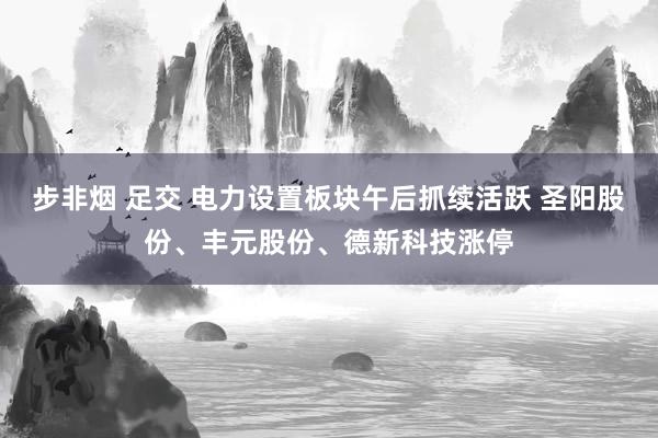 步非烟 足交 电力设置板块午后抓续活跃 圣阳股份、丰元股份、德新科技涨停