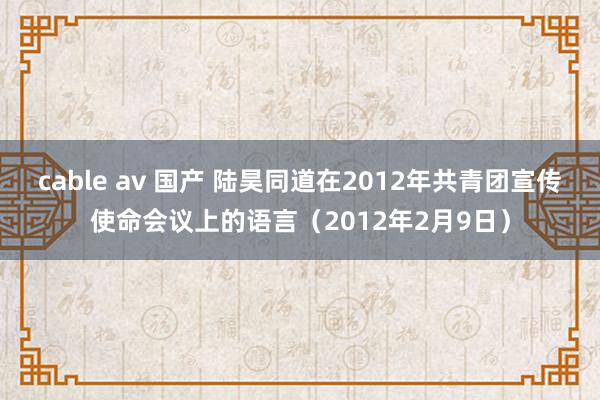 cable av 国产 陆昊同道在2012年共青团宣传使命会议上的语言（2012年2月9日）