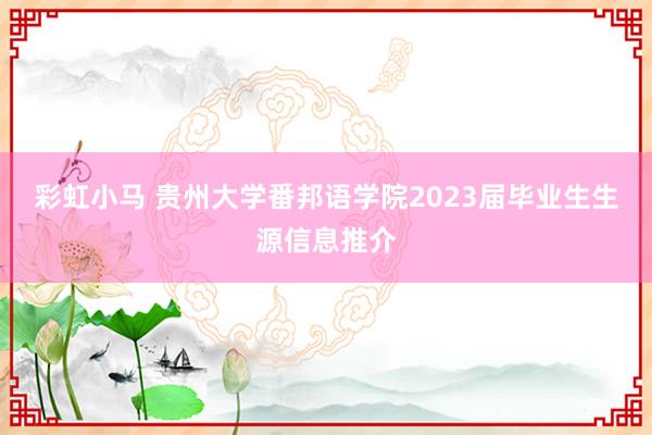 彩虹小马 贵州大学番邦语学院2023届毕业生生源信息推介